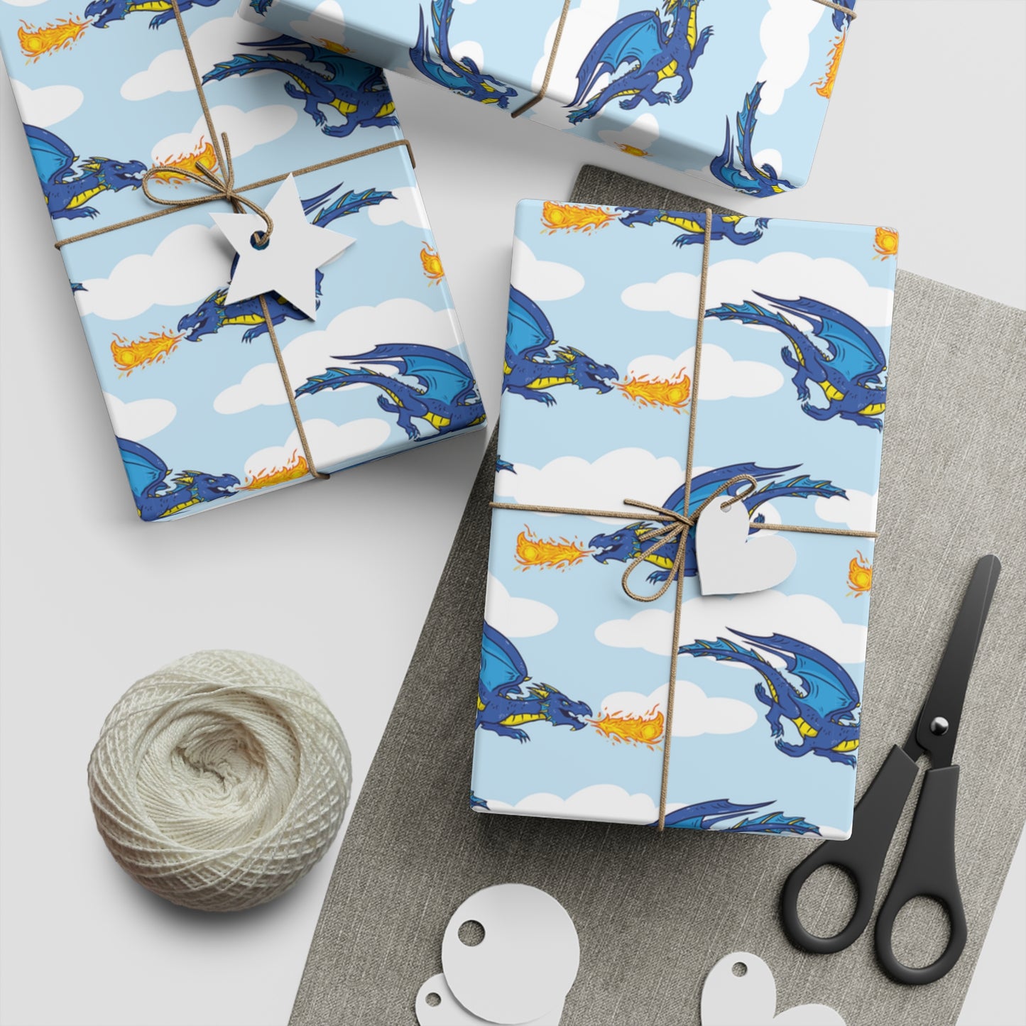 "Fire Dragon in the Clouds" - Wrapping Paper (2 sizes)
