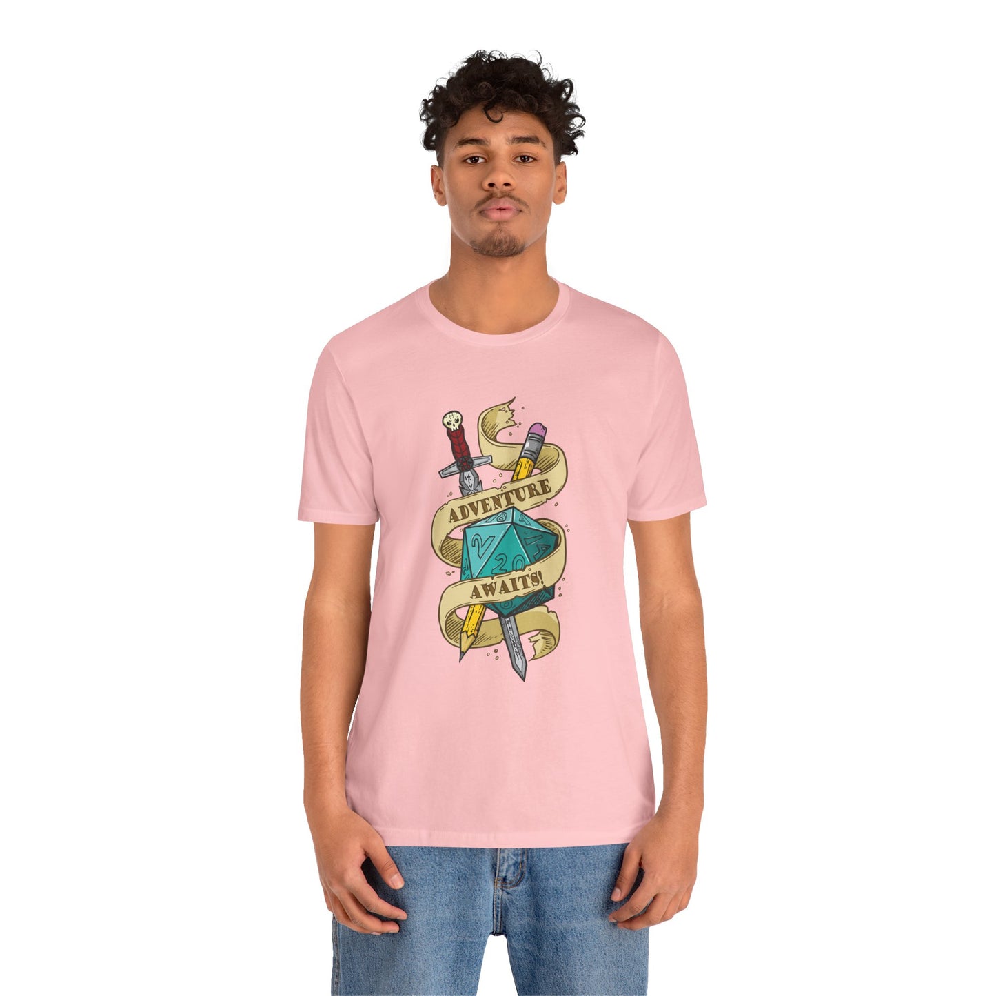"Adventure Awaits" TTRPG - Unisex Jersey Short Sleeve Tee (Multiple Color Options)