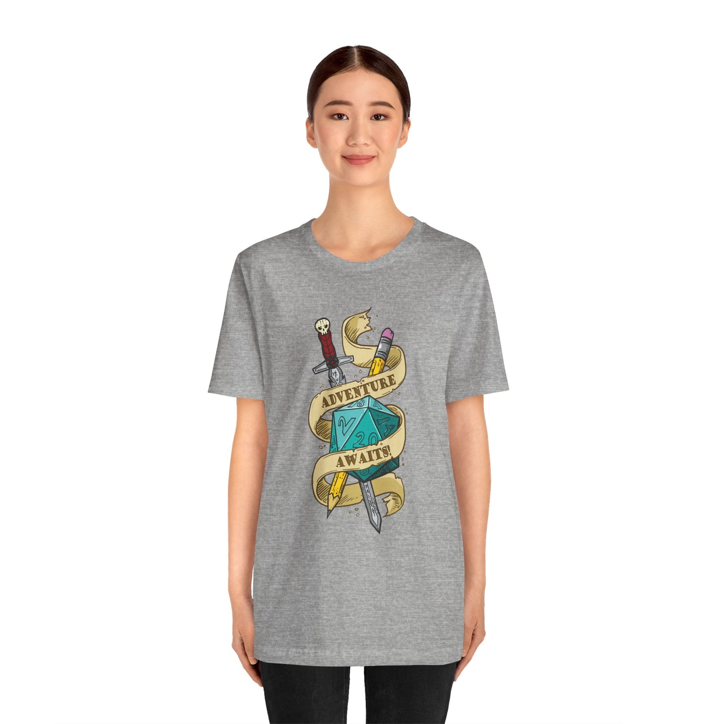 "Adventure Awaits" TTRPG - Unisex Jersey Short Sleeve Tee (Multiple Color Options)