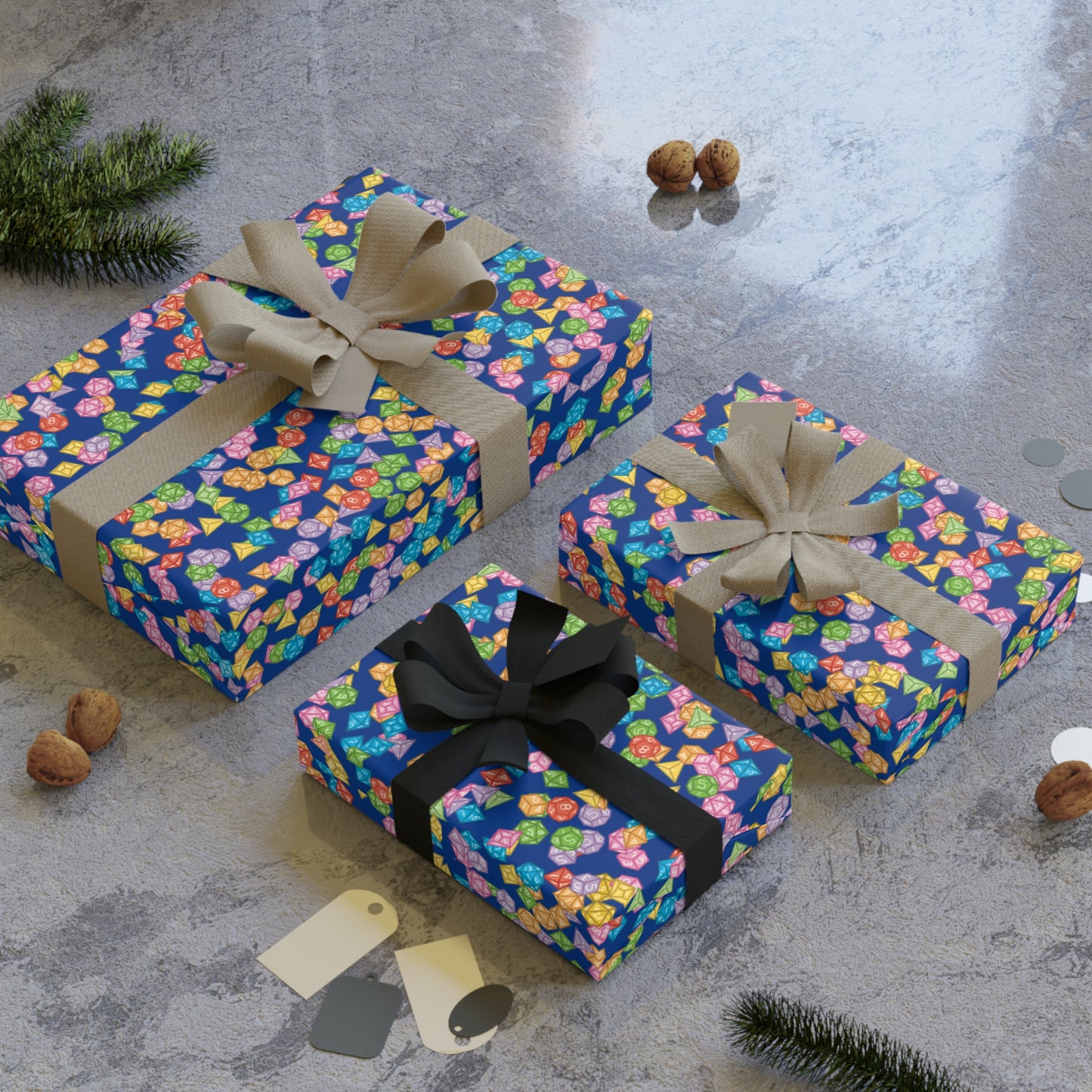 "Mega Dice Wrap" in Blue - Wrapping Paper (2 sizes)