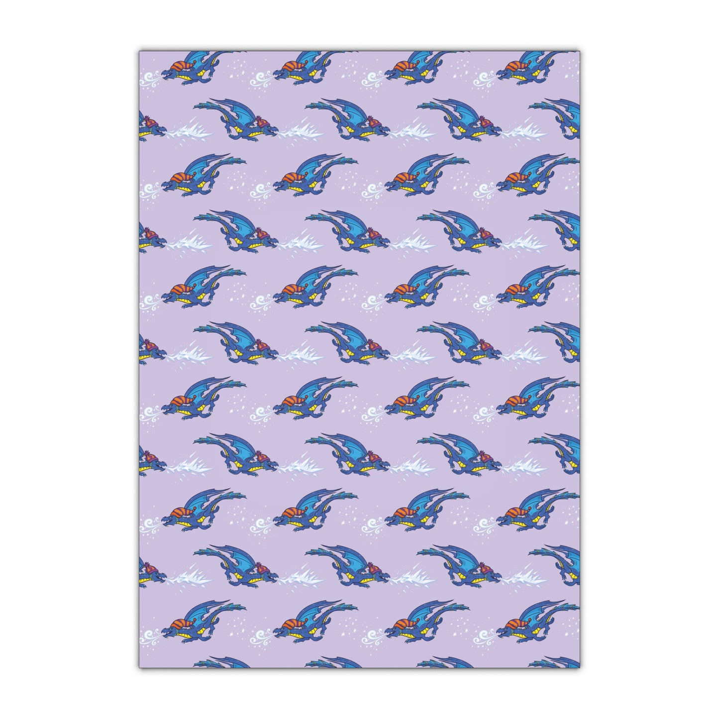 "Fire Dragon in the Clouds" - Purple Gift Wrapping Paper Sheets, 1pc