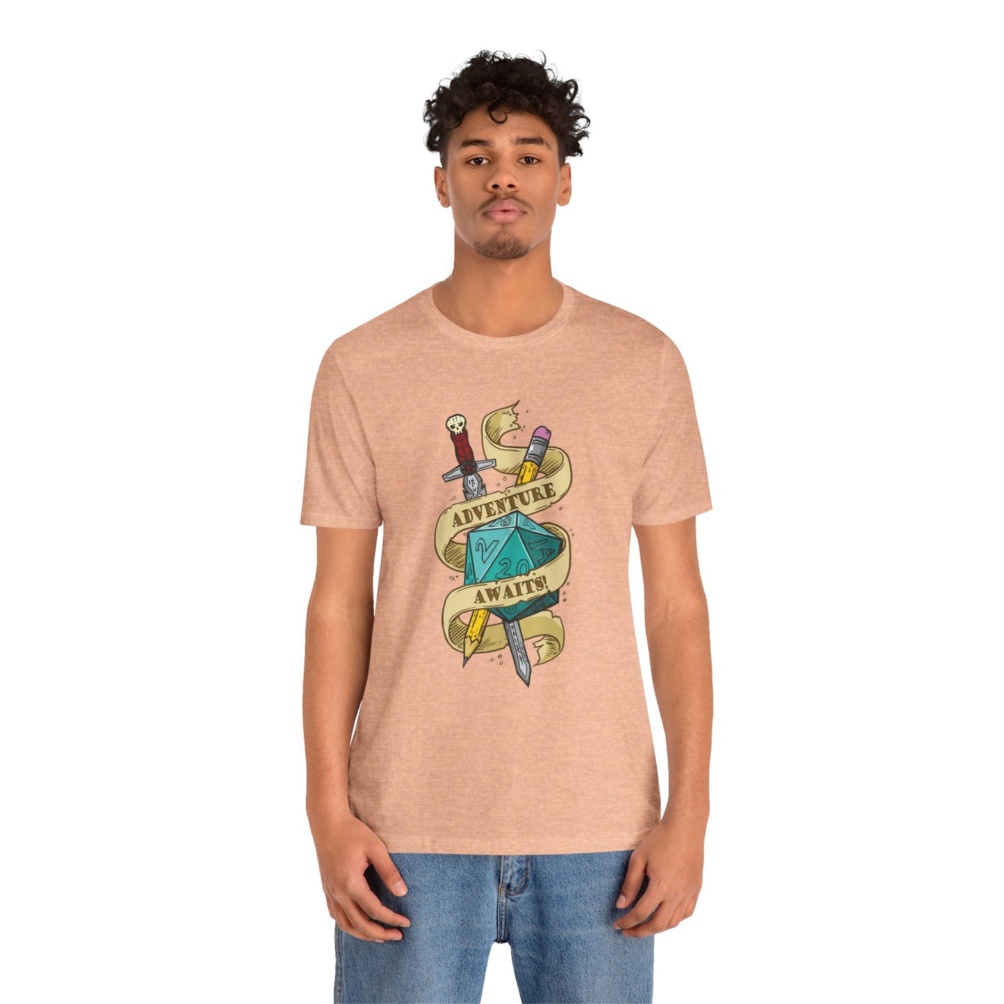 "Adventure Awaits" TTRPG - Unisex Jersey Short Sleeve Tee (Multiple Color Options)
