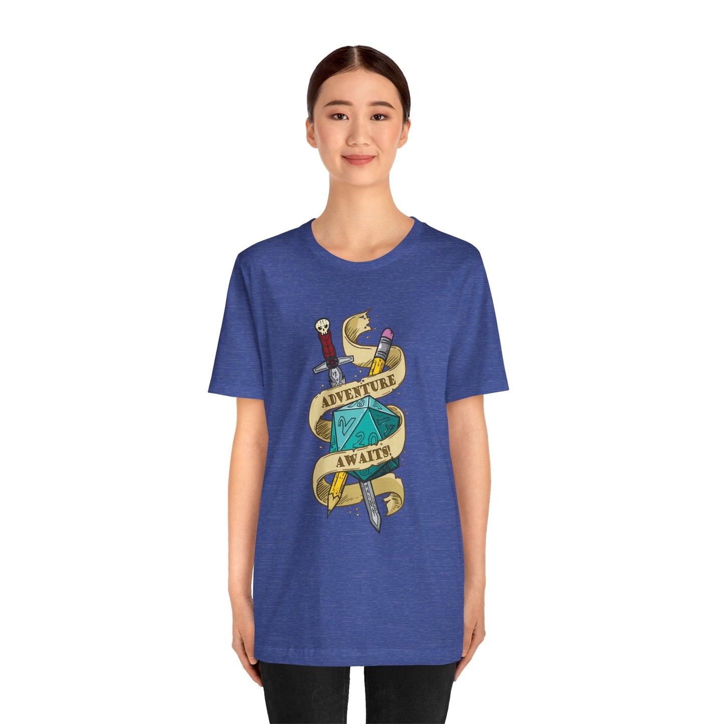 "Adventure Awaits" TTRPG - Unisex Jersey Short Sleeve Tee (Multiple Color Options)