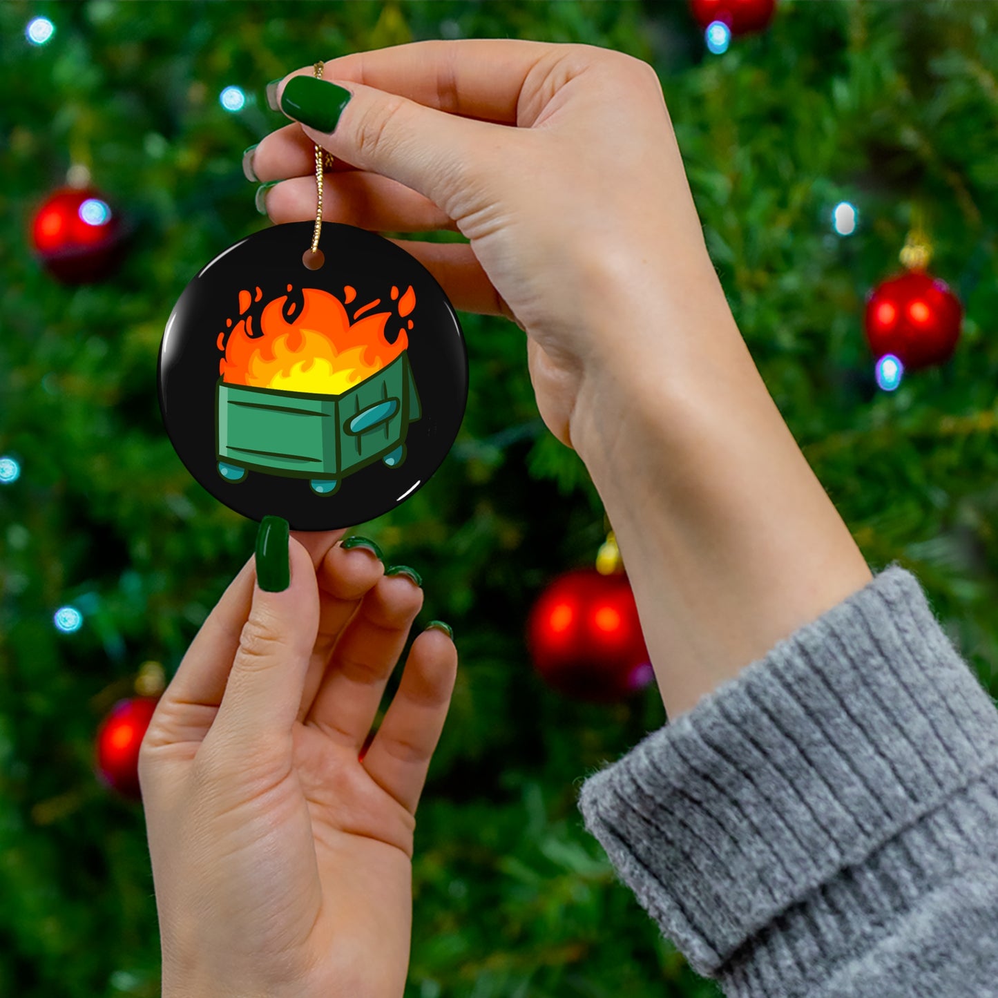 "Dumpster Fire" - Ceramic Ornament