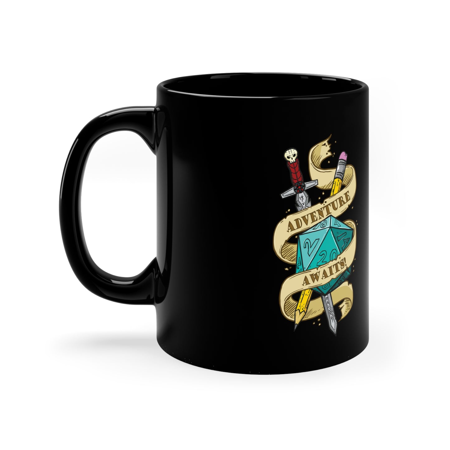 "Adventure" TTRPG - Black Mug (11oz)
