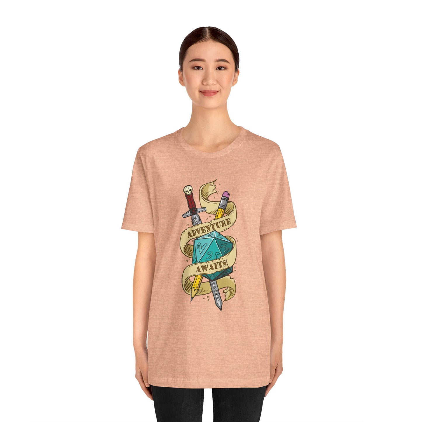"Adventure Awaits" TTRPG - Unisex Jersey Short Sleeve Tee (Multiple Color Options)