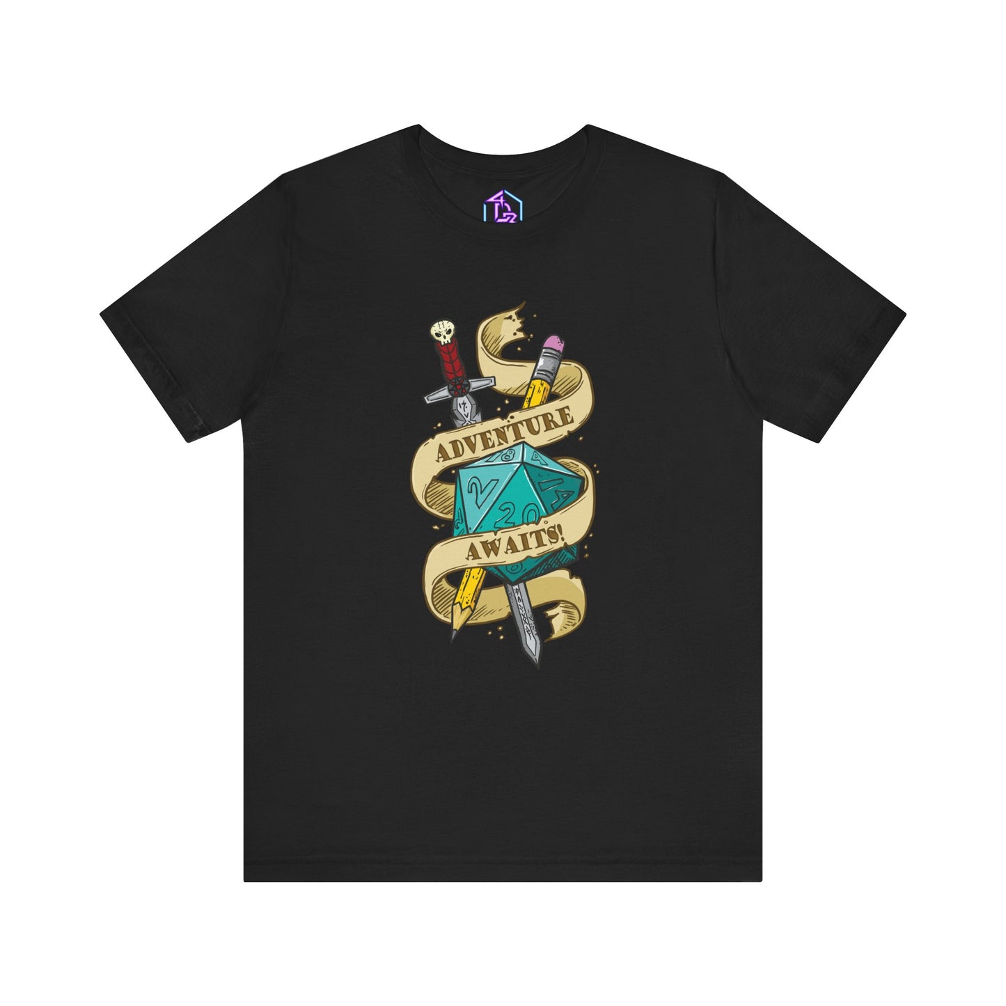 "Adventure Awaits" TTRPG - Unisex Jersey Short Sleeve Tee (Multiple Color Options)