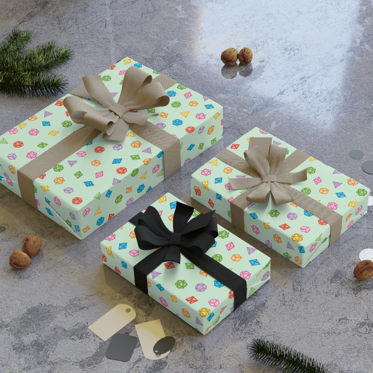 "Dice Wrap" in Green - Wrapping Paper (2 sizes)