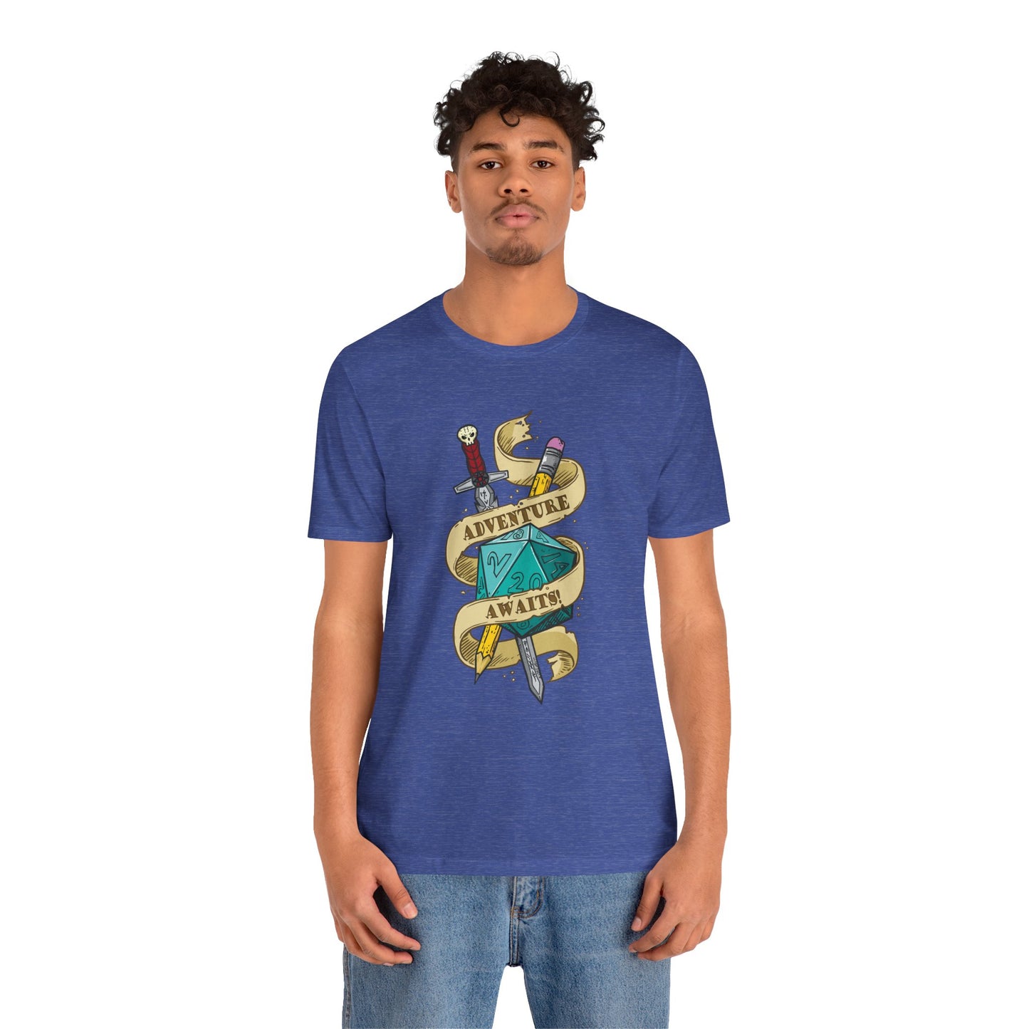 "Adventure Awaits" TTRPG - Unisex Jersey Short Sleeve Tee (Multiple Color Options)