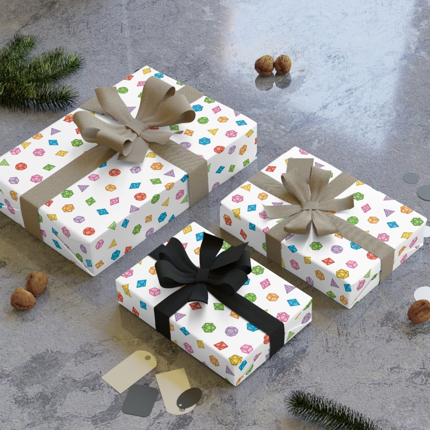 "Dice Wrap" in White - Wrapping Paper (2 sizes)