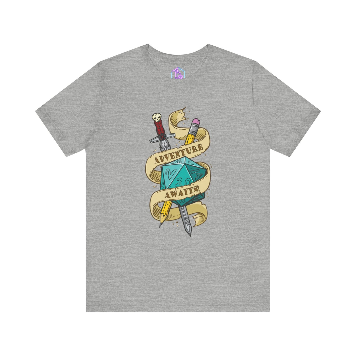 "Adventure Awaits" TTRPG - Unisex Jersey Short Sleeve Tee (Multiple Color Options)