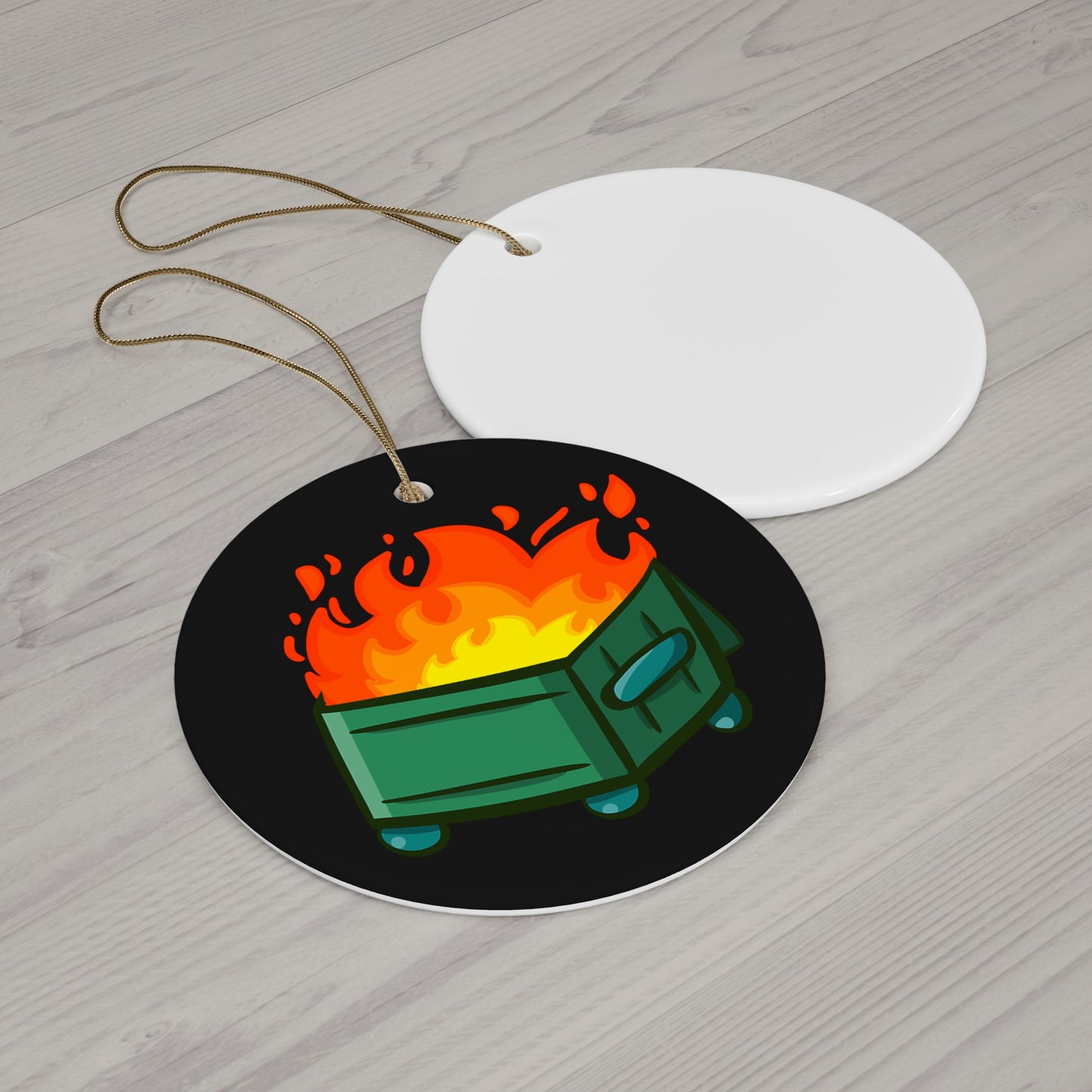 "Dumpster Fire" - Ceramic Ornament