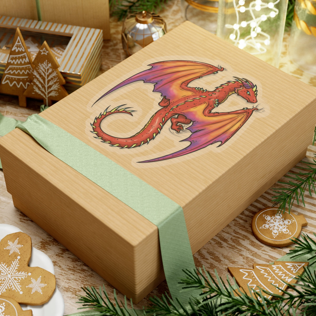 "Dragon (Red)" - Kiss-Cut Stickers (Multiple Sizes)