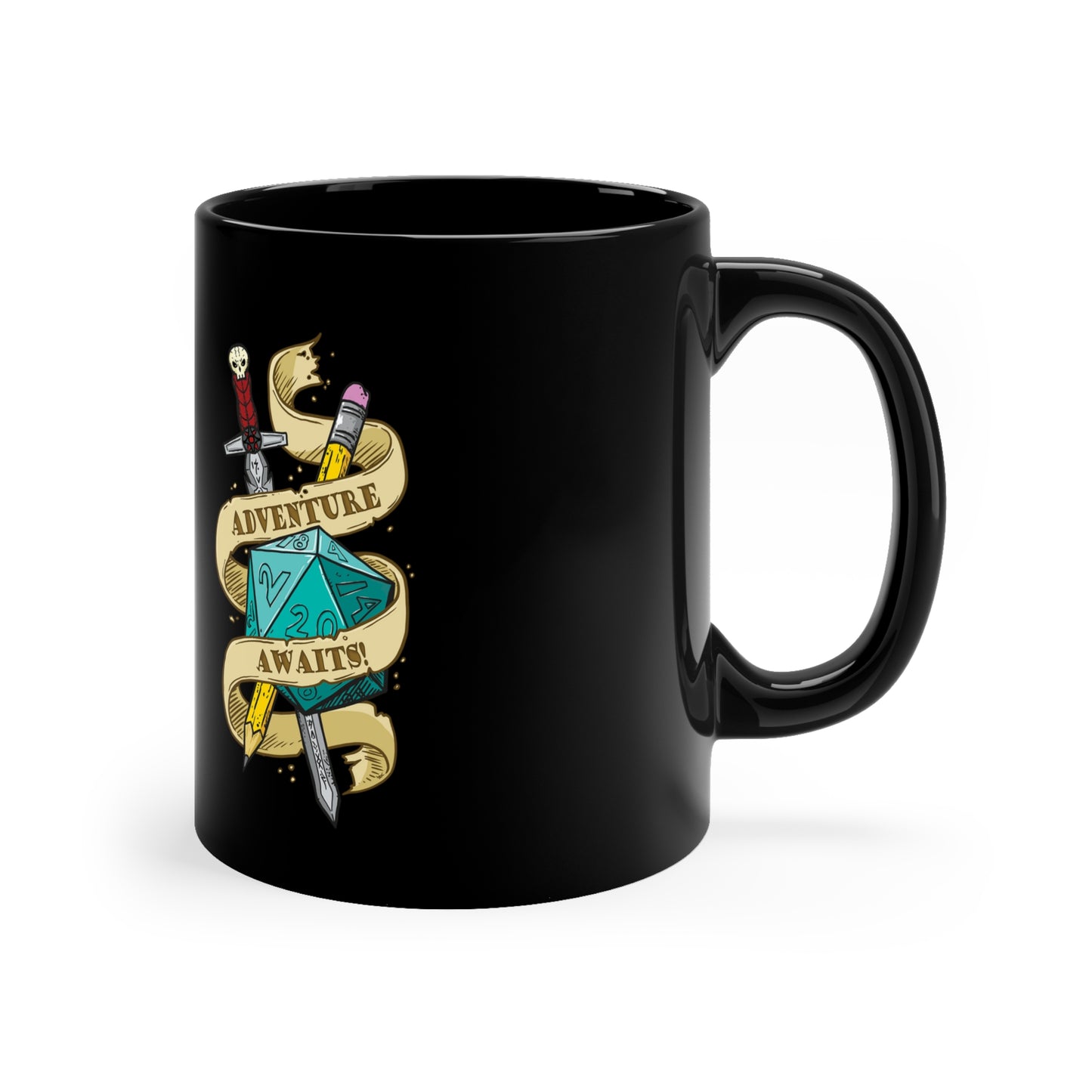 "Adventure" TTRPG - Black Mug (11oz)