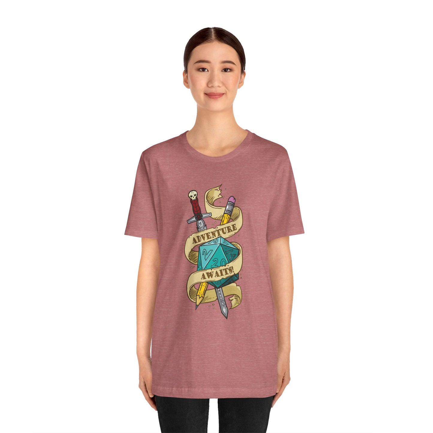"Adventure Awaits" TTRPG - Unisex Jersey Short Sleeve Tee (Multiple Color Options)
