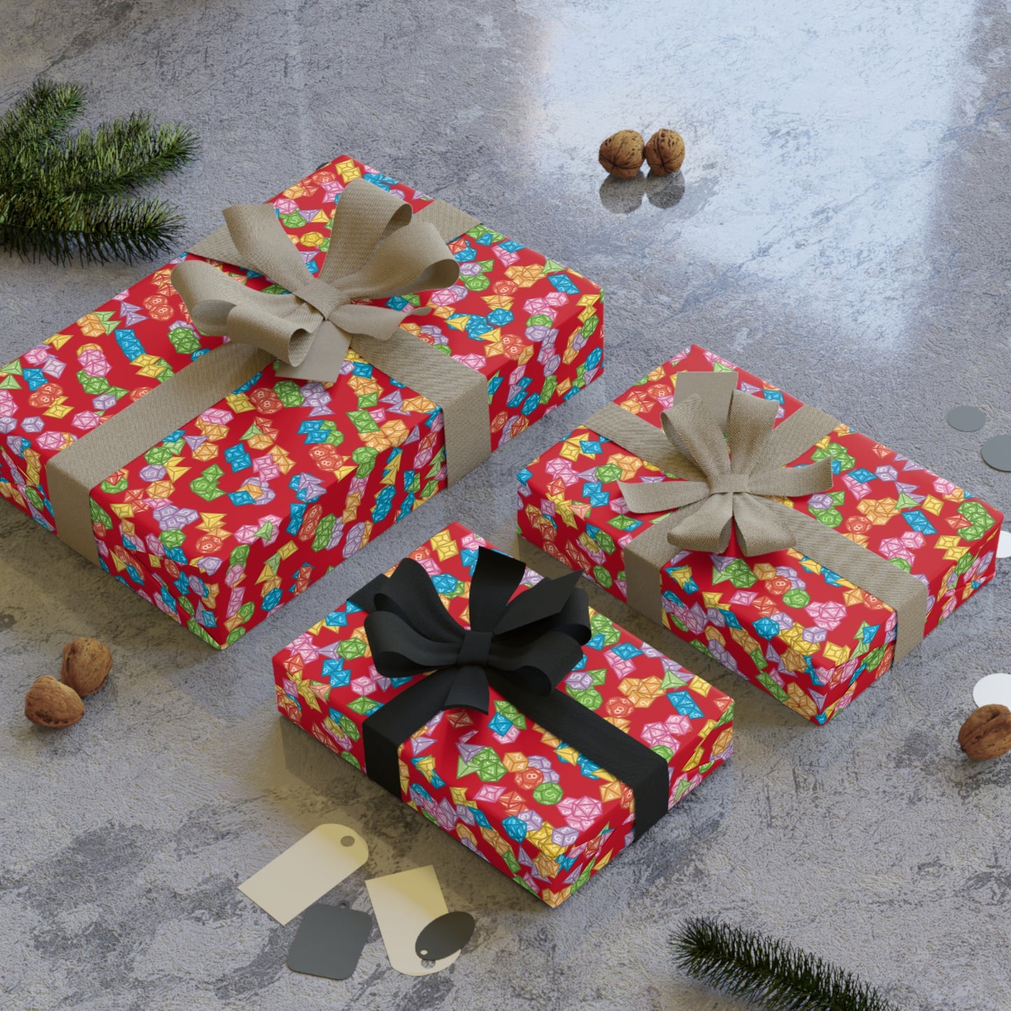 "Mega Dice Wrap" in Red - Wrapping Paper (2 sizes)