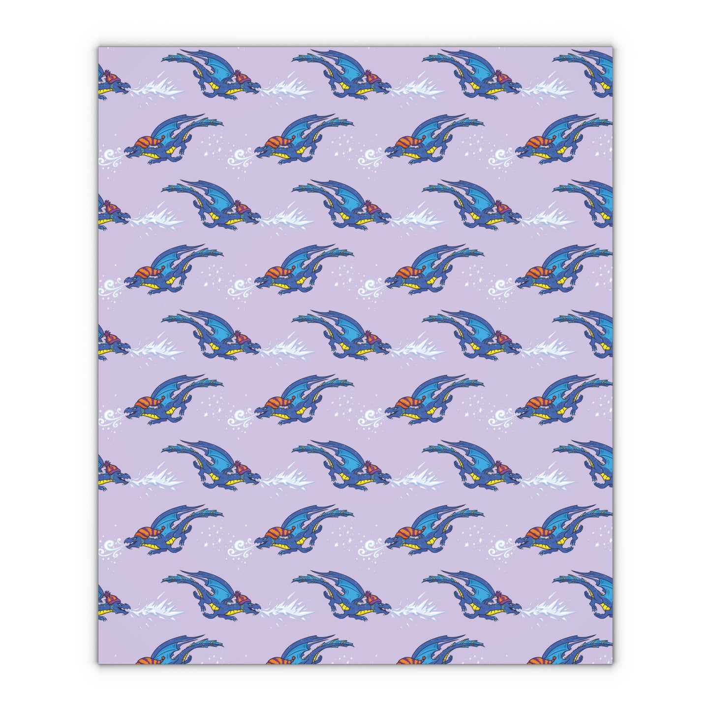 "Fire Dragon in the Clouds" - Purple Gift Wrapping Paper Sheets, 1pc