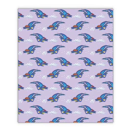 "Fire Dragon in the Clouds" - Purple Gift Wrapping Paper Sheets, 1pc