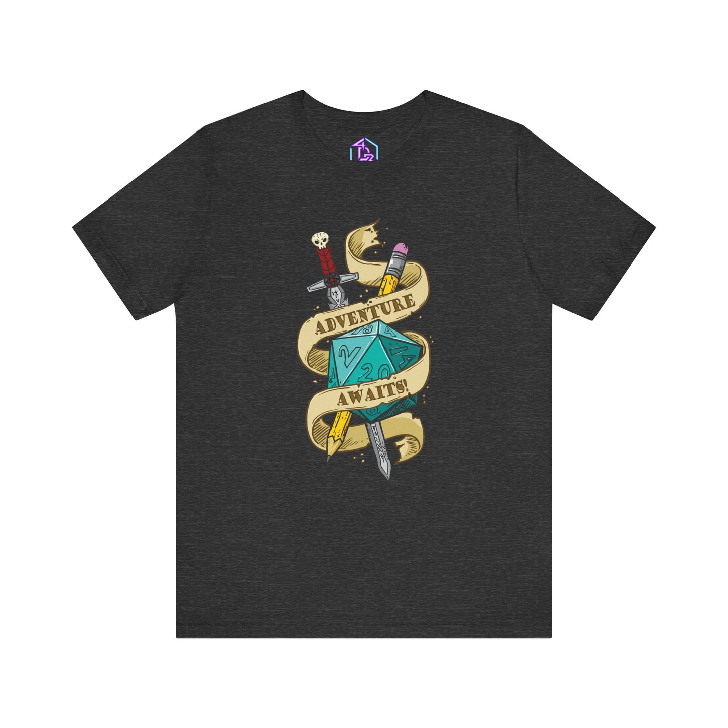 "Adventure Awaits" TTRPG - Unisex Jersey Short Sleeve Tee (Multiple Color Options)
