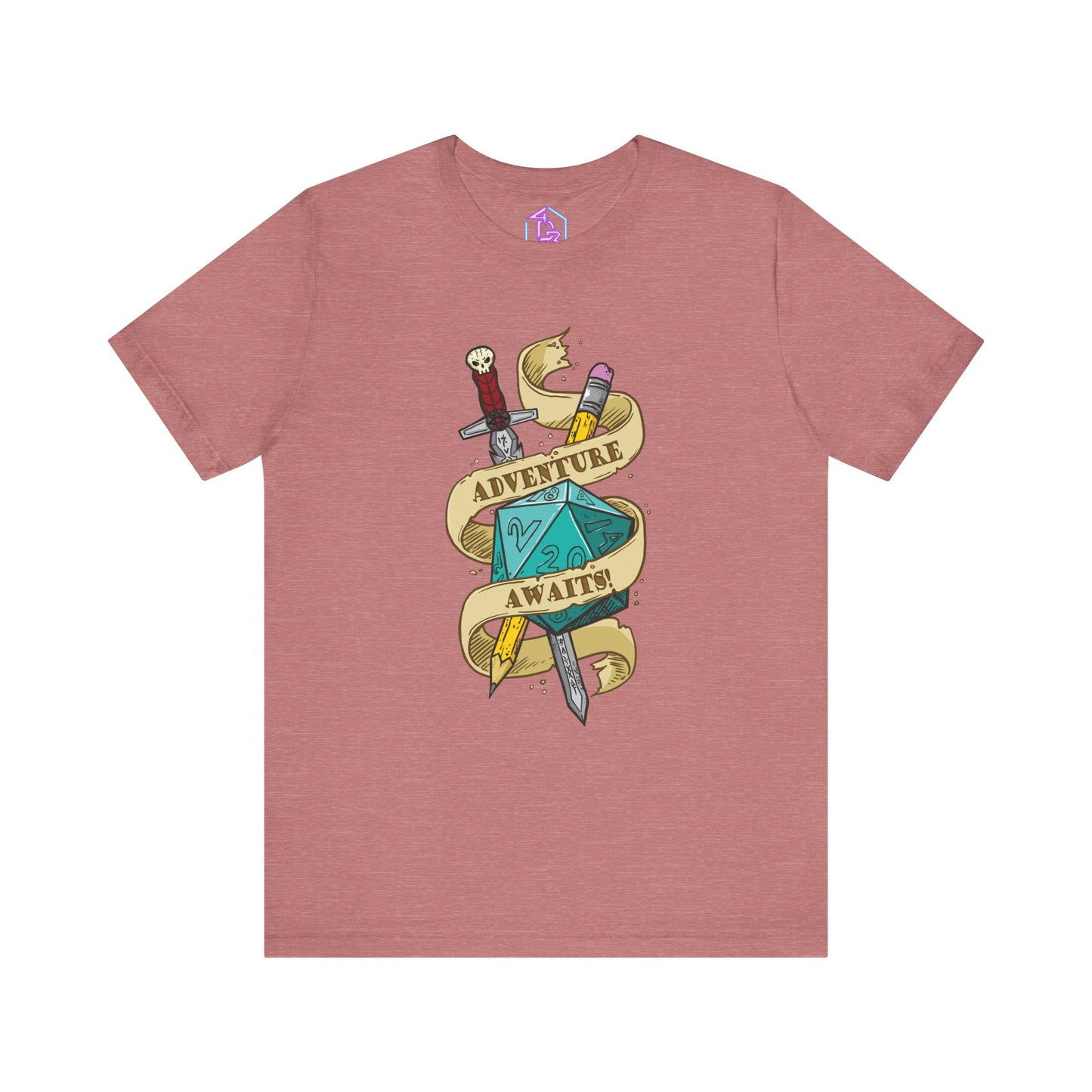 "Adventure Awaits" TTRPG - Unisex Jersey Short Sleeve Tee (Multiple Color Options)