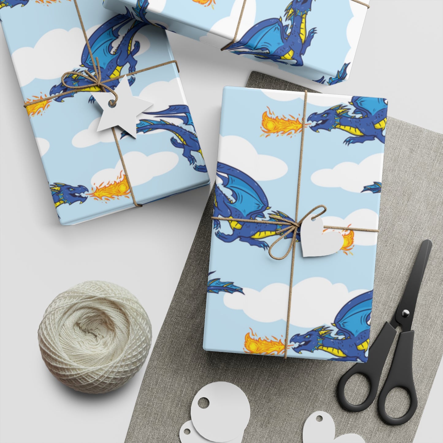 "Fire Dragon in the Clouds" - Wrapping Paper (2 sizes)