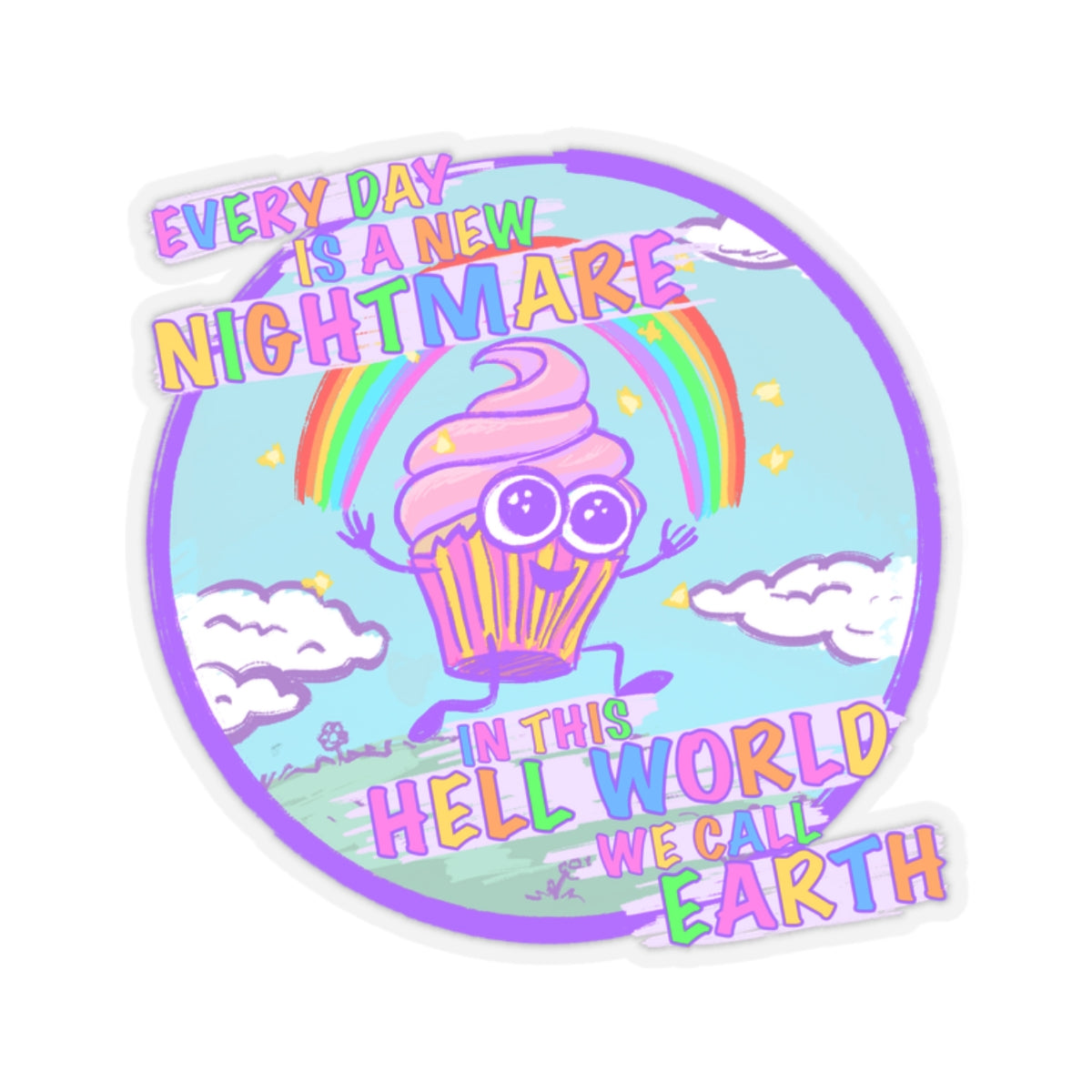 "Hell World" Circle - Kiss-Cut Stickers