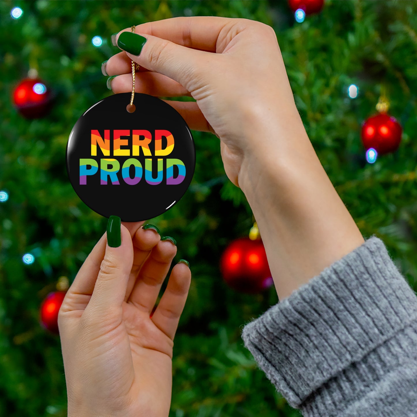 "Nerd Proud" - Ceramic Ornament