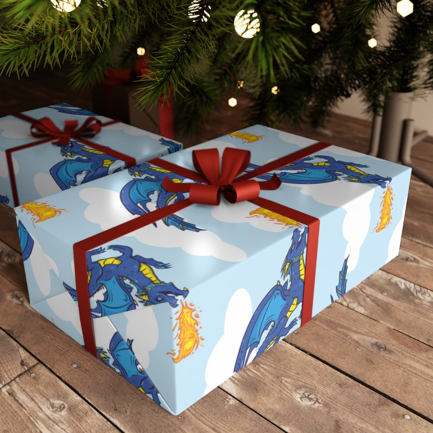 "Fire Dragon in the Clouds" - Wrapping Paper (2 sizes)