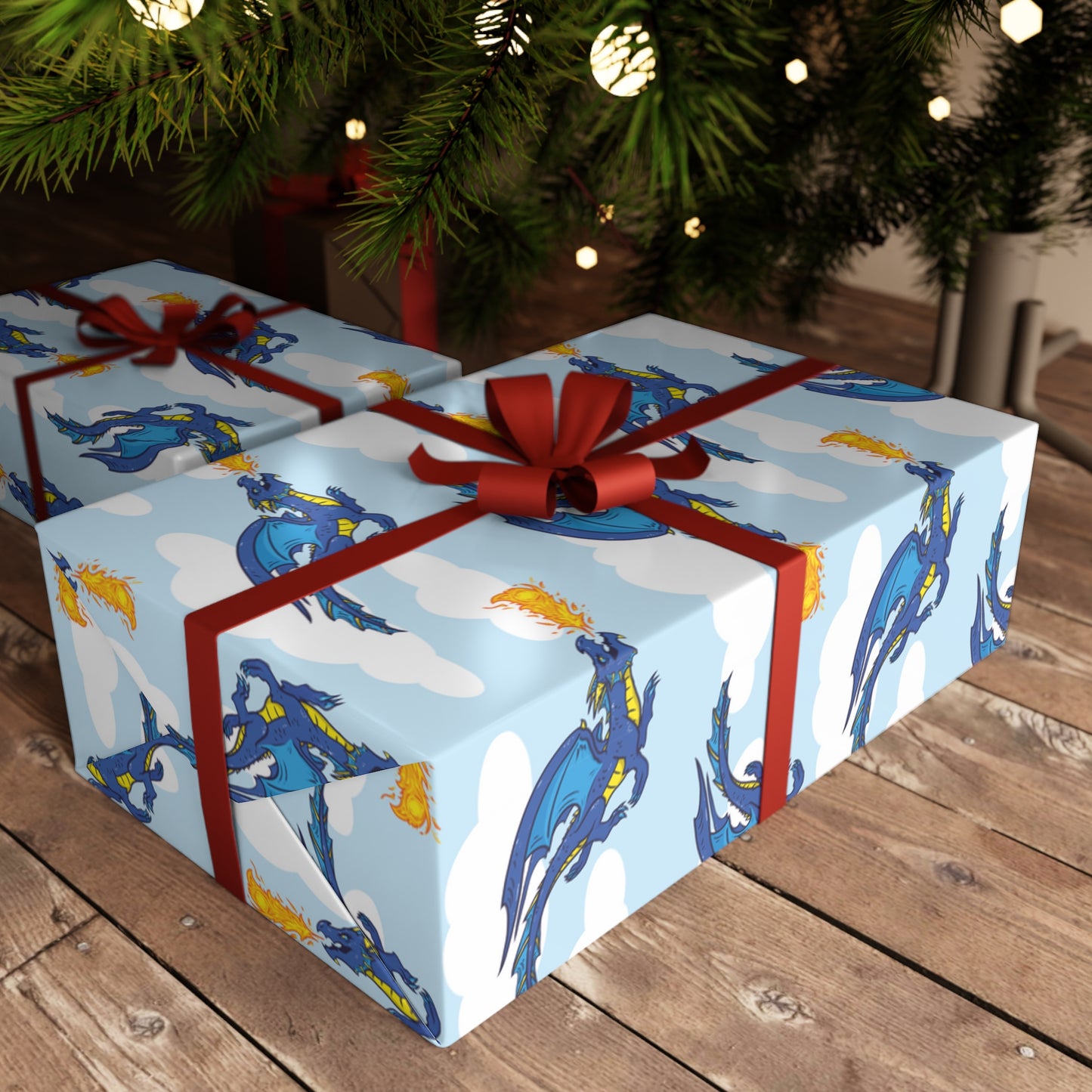 "Fire Dragon in the Clouds" - Wrapping Paper (2 sizes)