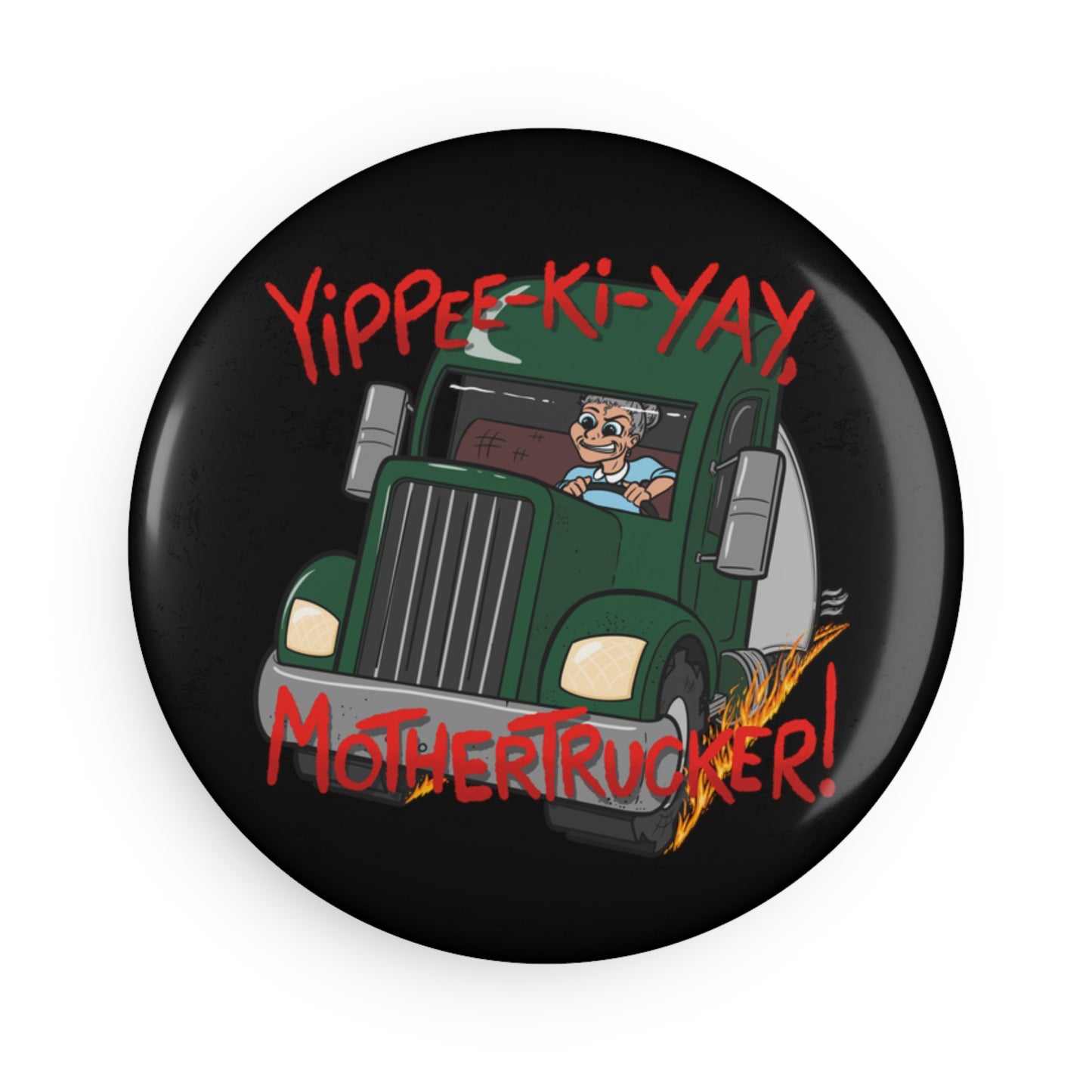 "Mothertrucker" Button Magnet, Round