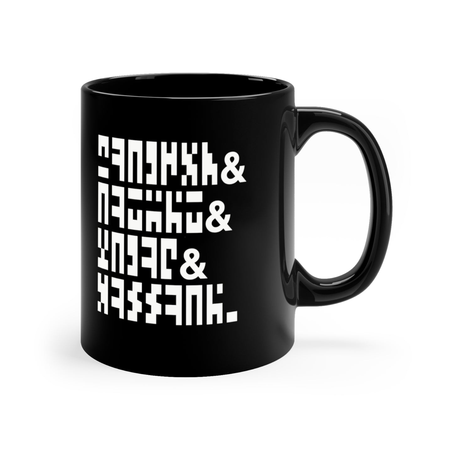 "Nerd Crew" (multilingual) - Black Mug (11oz)