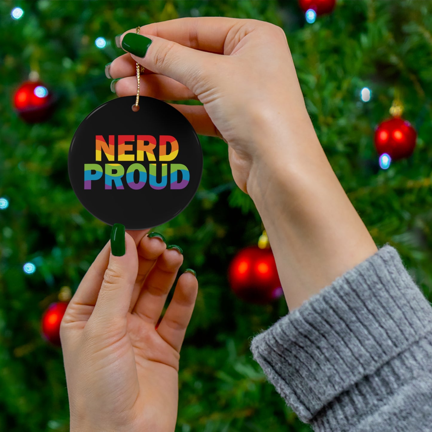 "Nerd Proud" - Ceramic Ornament