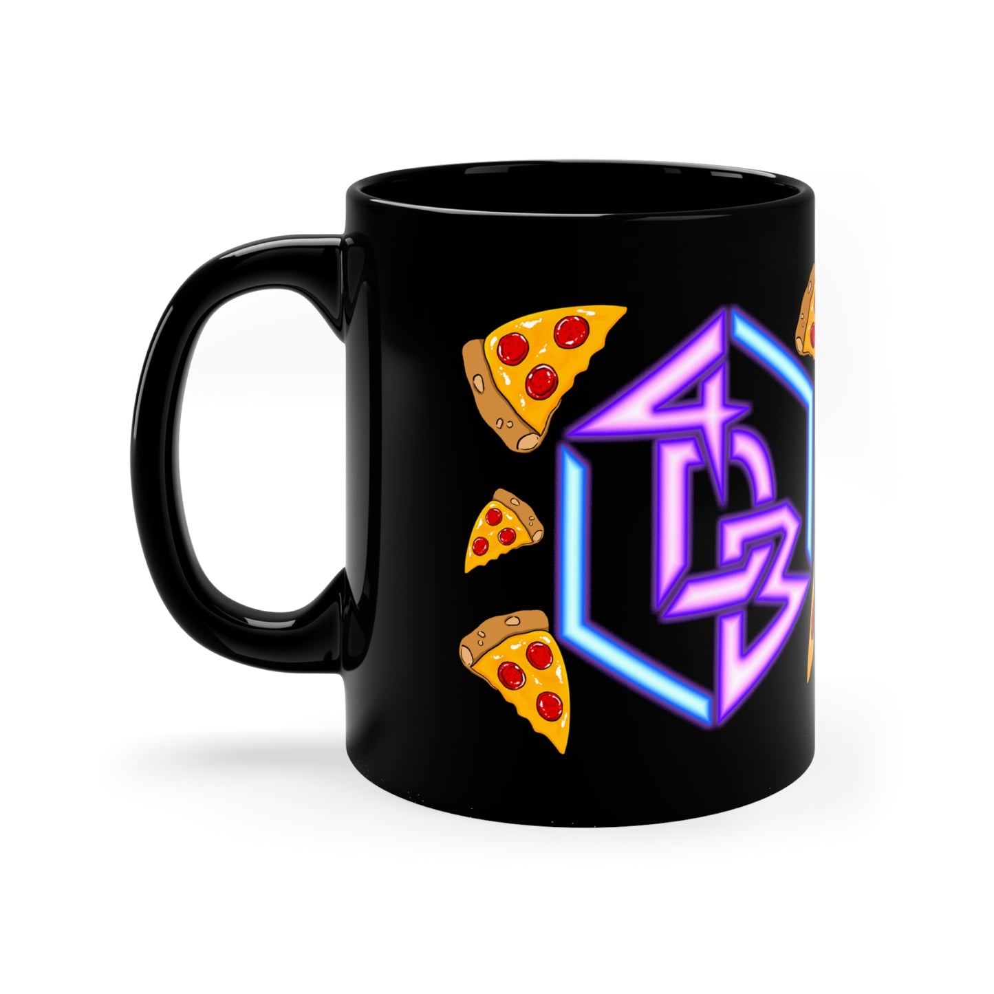 The Official 4DavidBlue Stream PIZZA MUG! - Black (11oz)