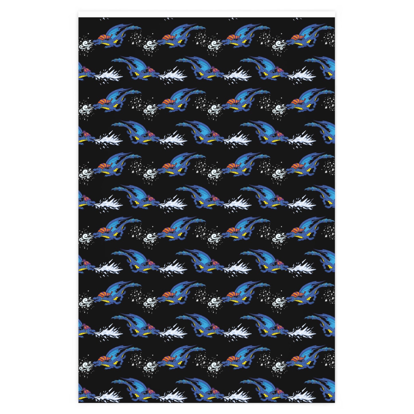 "Winter Dragon" in Black - Wrapping Paper (2 sizes)